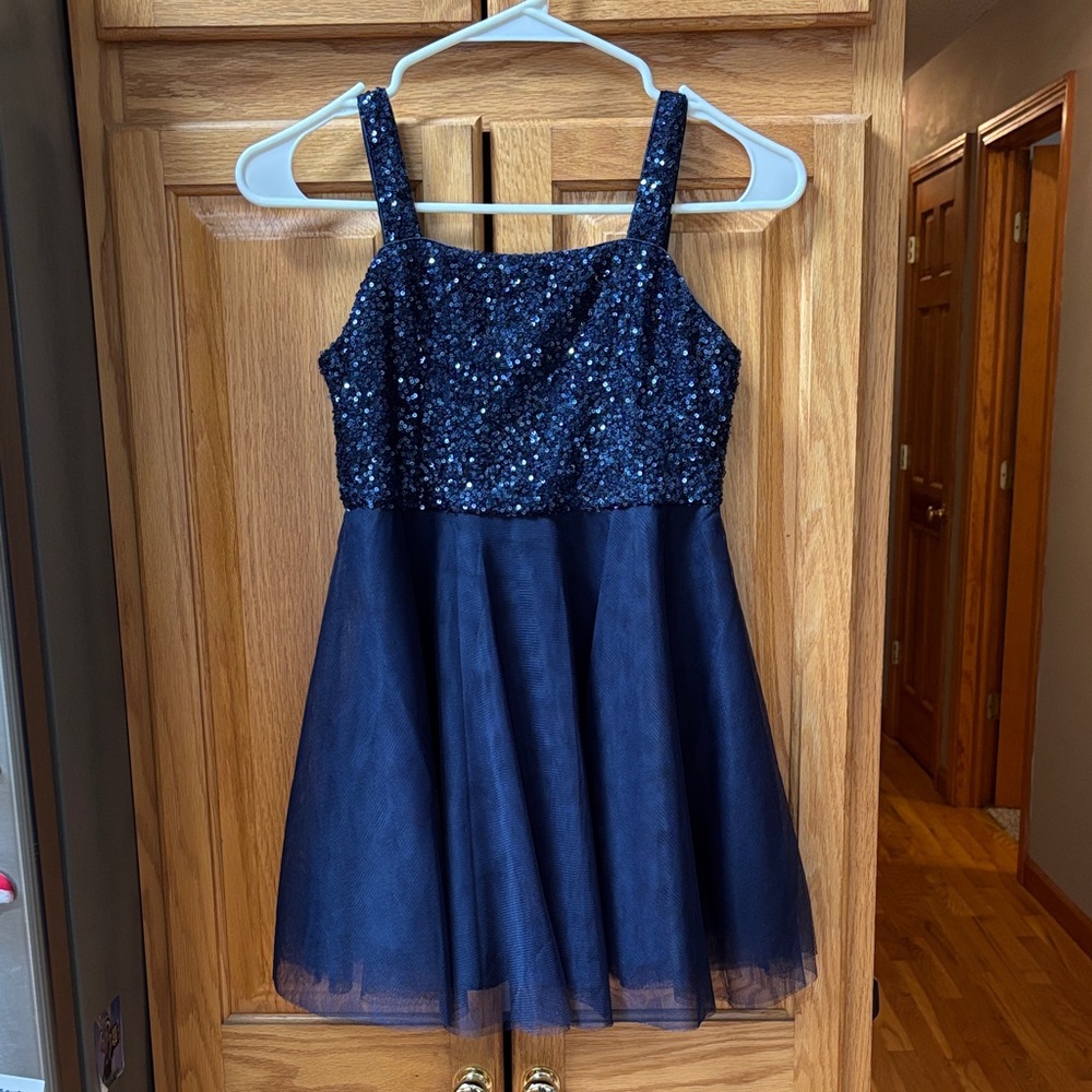 Place Navy Sequin Formal Dress